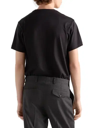 Prada Men's Cotton T-Shirt - Black | Thumbnail 3 Prada Men's Cotton T-Shirt - Black | Thumbnail 3