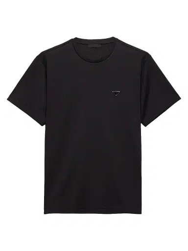 Prada Men's Cotton T-Shirt - Black | Thumbnail 1 Prada Men's Cotton T-Shirt - Black | Thumbnail 1