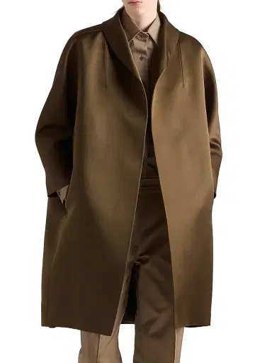 Prada Women's Single-Breasted Double Satin Coat - Green - Size 2 | Thumbnail 2 Prada Women's Single-Breasted Double Satin Coat - Green - Size 2 | Thumbnail 2