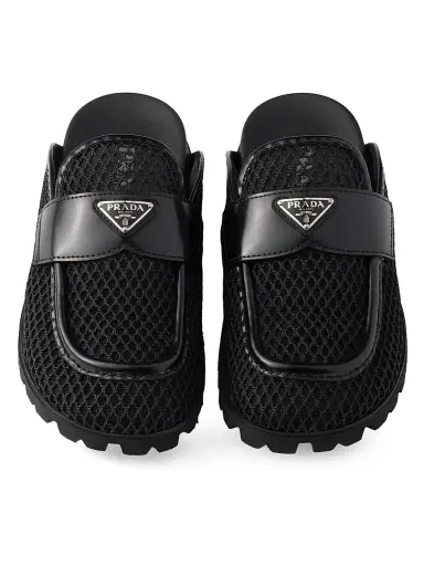 Prada Women's Mesh Fabric Mules - Black | Thumbnail 4 Prada Women's Mesh Fabric Mules - Black | Thumbnail 4