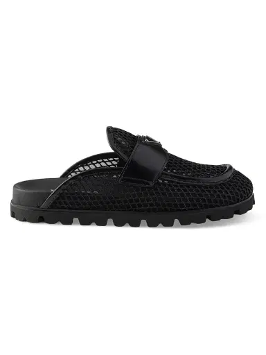 Prada Women's Mesh Fabric Mules - Black | Thumbnail 1 Prada Women's Mesh Fabric Mules - Black | Thumbnail 1