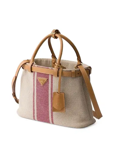 Prada Women's Buckle Canvas and Leather Tote Bag | Thumbnail 2 Prada Women's Buckle Canvas and Leather Tote Bag | Thumbnail 2
