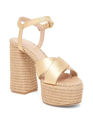 Gianvito Rossi Women's Bebe Leather & Raffia Platform Sandals | Thumbnail 2 Gianvito Rossi Women's Bebe Leather & Raffia Platform Sandals | Thumbnail 2