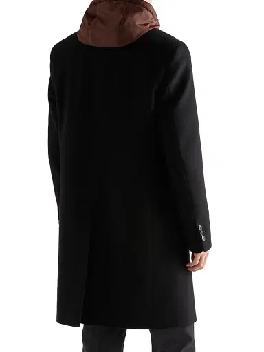 Prada Men's Single-Breasted Wool Blend Coat - Black | Thumbnail 4 Prada Men's Single-Breasted Wool Blend Coat - Black | Thumbnail 4