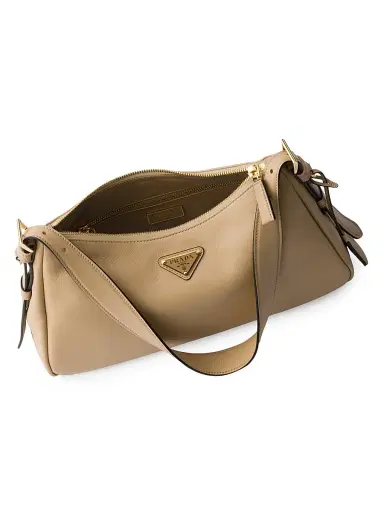Prada Women's Aimee Medium Leather Shoulder Bag - Dark Beige | Thumbnail 4 Prada Women's Aimee Medium Leather Shoulder Bag - Dark Beige | Thumbnail 4