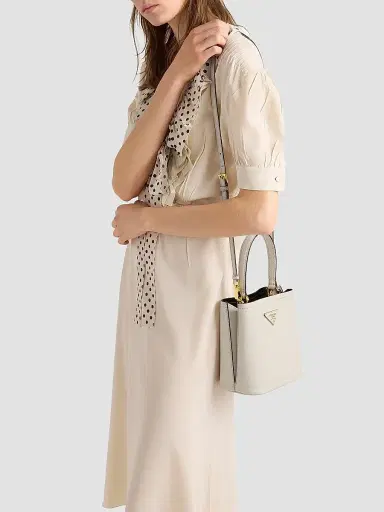Prada Women's Panier Saffiano Leather Bucket Bag - Beige | Thumbnail 3 Prada Women's Panier Saffiano Leather Bucket Bag - Beige | Thumbnail 3