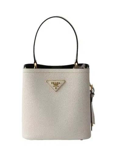 Prada Women's Panier Saffiano Leather Bucket Bag - Beige | Thumbnail 1 Prada Women's Panier Saffiano Leather Bucket Bag - Beige | Thumbnail 1