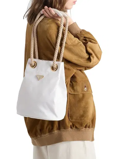Prada Women's Mariner Re-Nylon Small Bucket Bag - White Beige | Thumbnail 3 Prada Women's Mariner Re-Nylon Small Bucket Bag - White Beige | Thumbnail 3