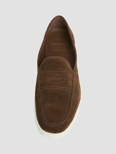 Church's Men's Peebles Suede Top-Stitched Penny Loafers - Brown | Thumbnail 3 Church's Men's Peebles Suede Top-Stitched Penny Loafers - Brown | Thumbnail 3