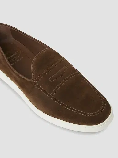 Church's Men's Peebles Suede Top-Stitched Penny Loafers - Brown | Thumbnail 4 Church's Men's Peebles Suede Top-Stitched Penny Loafers - Brown | Thumbnail 4