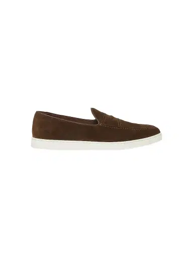 Church's Men's Peebles Suede Top-Stitched Penny Loafers - Brown | Thumbnail 1 Church's Men's Peebles Suede Top-Stitched Penny Loafers - Brown | Thumbnail 1
