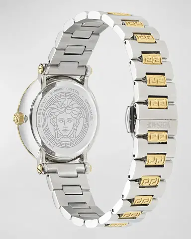 Versace 35mm Greca Sphere Watch with Bracelet Strap, Steel/Gold | Thumbnail 4 Versace 35mm Greca Sphere Watch with Bracelet Strap, Steel/Gold | Thumbnail 4