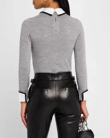 ALICE + OLIVIA Porla Collared Sweater | Thumbnail 3 ALICE + OLIVIA Porla Collared Sweater | Thumbnail 3