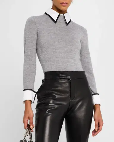 ALICE + OLIVIA Porla Collared Sweater | Thumbnail 4 ALICE + OLIVIA Porla Collared Sweater | Thumbnail 4