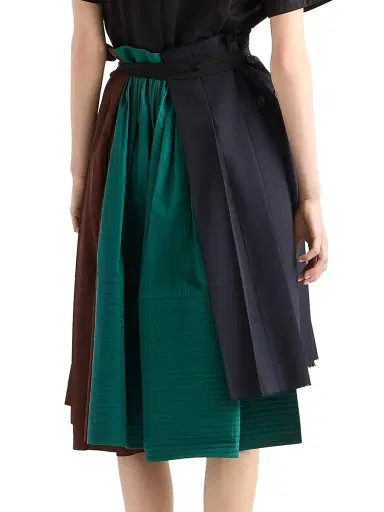 Prada Women's Rush Stitch Fabric Patchwork Skirt - Blue | Thumbnail 3 Prada Women's Rush Stitch Fabric Patchwork Skirt - Blue | Thumbnail 3