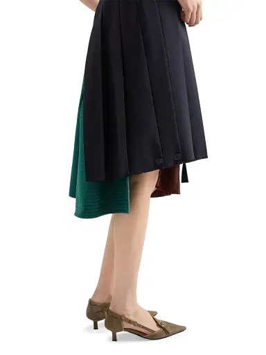 Prada Women's Rush Stitch Fabric Patchwork Skirt - Blue | Thumbnail 5 Prada Women's Rush Stitch Fabric Patchwork Skirt - Blue | Thumbnail 5