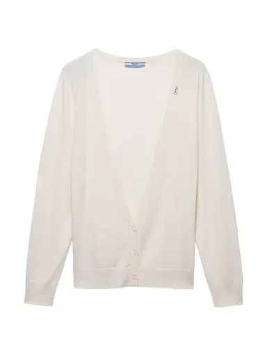 Prada Women's Cashmere Cardigan - White - Size 10 | Thumbnail 1 Prada Women's Cashmere Cardigan - White - Size 10 | Thumbnail 1