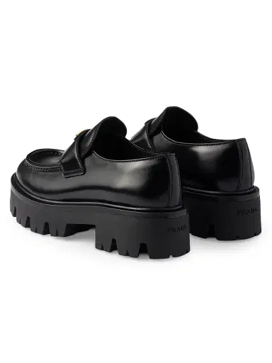 Prada Women's Brushed Leather Loafers - Black | Thumbnail 3 Prada Women's Brushed Leather Loafers - Black | Thumbnail 3