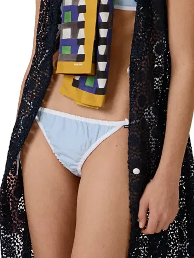 Miu Miu Women's Poplin Bikini Briefs - Blue - Size 00 | Thumbnail 2 Miu Miu Women's Poplin Bikini Briefs - Blue - Size 00 | Thumbnail 2
