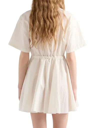 Prada Women's Short-Sleeved Technical Pongé Dress - Beige | Thumbnail 3 Prada Women's Short-Sleeved Technical Pongé Dress - Beige | Thumbnail 3