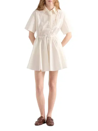 Prada Women's Short-Sleeved Technical Pongé Dress - Beige | Thumbnail 5 Prada Women's Short-Sleeved Technical Pongé Dress - Beige | Thumbnail 5