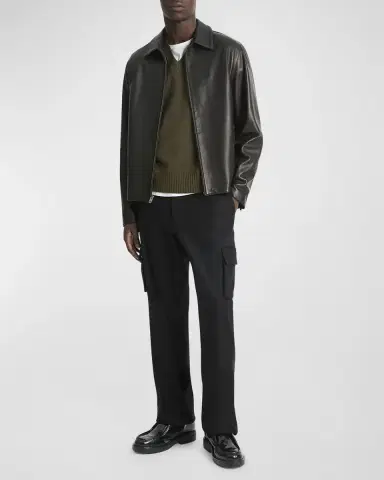 Vince Men 's Leather Zip-Up Jacket | Thumbnail 2 Vince Men 's Leather Zip-Up Jacket | Thumbnail 2