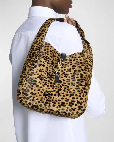 Saint Laurent Le 5 A 7 Small Hobo Bag in Leopard-Print Calf Hair | Thumbnail 4 Saint Laurent Le 5 A 7 Small Hobo Bag in Leopard-Print Calf Hair | Thumbnail 4