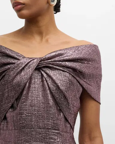 Rickie Freeman for Teri Jon Off-Shoulder Metallic Jacquard Mermaid Gown | Thumbnail 5 Rickie Freeman for Teri Jon Off-Shoulder Metallic Jacquard Mermaid Gown | Thumbnail 5