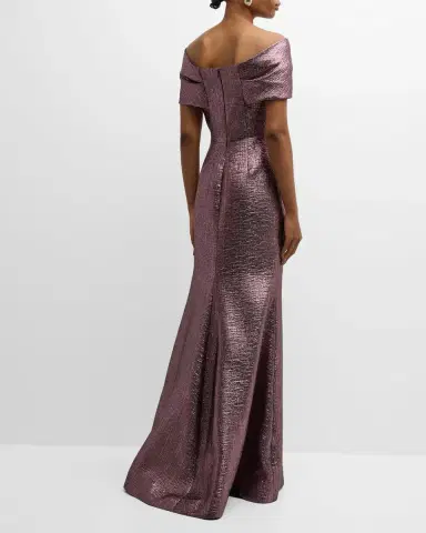 Rickie Freeman for Teri Jon Off-Shoulder Metallic Jacquard Mermaid Gown | Thumbnail 6 Rickie Freeman for Teri Jon Off-Shoulder Metallic Jacquard Mermaid Gown | Thumbnail 6