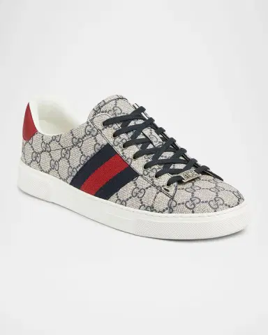 Gucci Men 's Ace Low-Top Sneakers with Web | Thumbnail 2 Gucci Men 's Ace Low-Top Sneakers with Web | Thumbnail 2