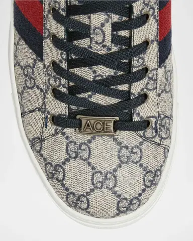 Gucci Men 's Ace Low-Top Sneakers with Web | Thumbnail 4 Gucci Men 's Ace Low-Top Sneakers with Web | Thumbnail 4