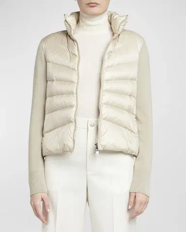 Moncler Lightweight Wool Puffer Cardigan | Thumbnail 4 Moncler Lightweight Wool Puffer Cardigan | Thumbnail 4