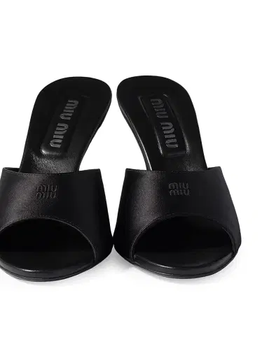 Miu Miu Women's Satin Sandals - Black | Thumbnail 2 Miu Miu Women's Satin Sandals - Black | Thumbnail 2
