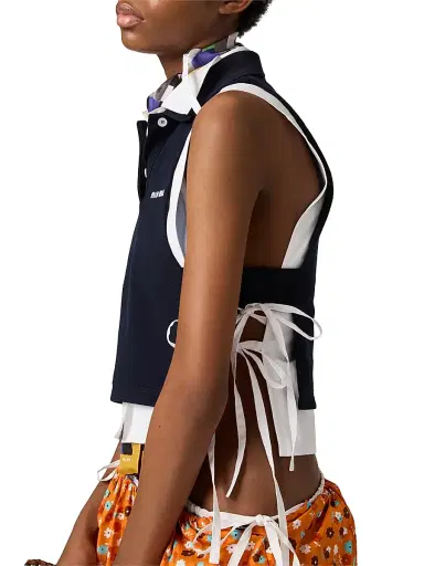 Miu Miu Women's Piqué Polo Vest - Blue - Size Small | Thumbnail 3 Miu Miu Women's Piqué Polo Vest - Blue - Size Small | Thumbnail 3