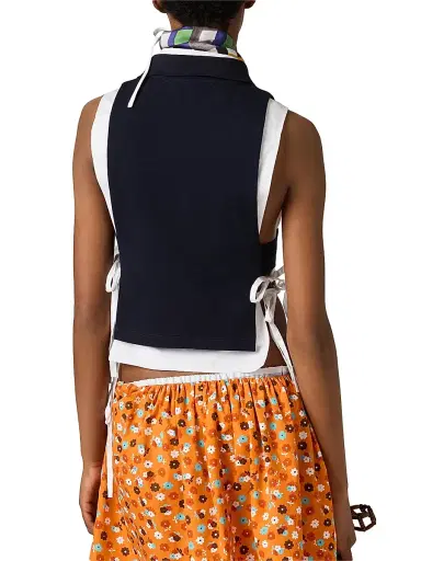 Miu Miu Women's Piqué Polo Vest - Blue - Size Small | Thumbnail 4 Miu Miu Women's Piqué Polo Vest - Blue - Size Small | Thumbnail 4