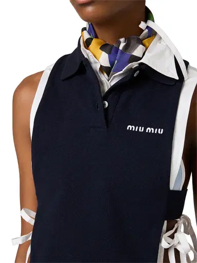 Miu Miu Women's Piqué Polo Vest - Blue - Size Small | Thumbnail 5 Miu Miu Women's Piqué Polo Vest - Blue - Size Small | Thumbnail 5