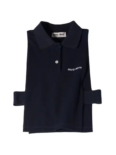 Miu Miu Women's Piqué Polo Vest - Blue - Size Small | Thumbnail 1 Miu Miu Women's Piqué Polo Vest - Blue - Size Small | Thumbnail 1
