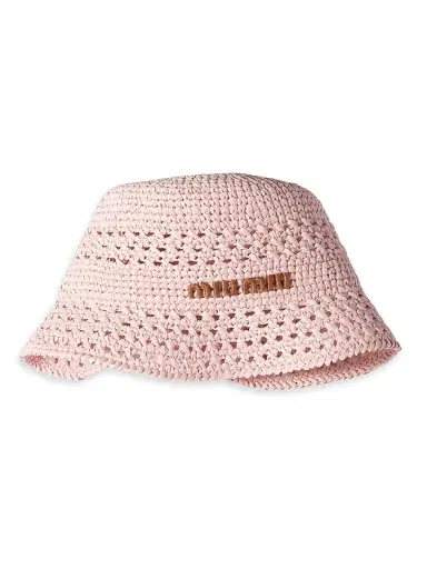 Miu Miu Women's Woven Fabric Hat - Pink - Size Small | Thumbnail 2 Miu Miu Women's Woven Fabric Hat - Pink - Size Small | Thumbnail 2