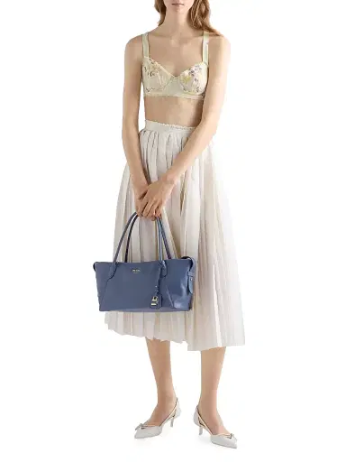 Prada Women's Leather Top Handle Bag - Blue | Thumbnail 2 Prada Women's Leather Top Handle Bag - Blue | Thumbnail 2