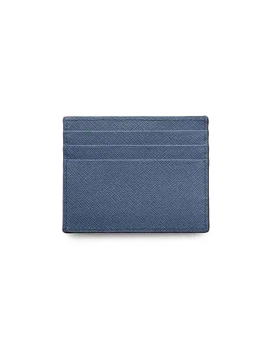 Prada Men's Saffiano Leather Card Holder - Cyan Blue | Thumbnail 2 Prada Men's Saffiano Leather Card Holder - Cyan Blue | Thumbnail 2