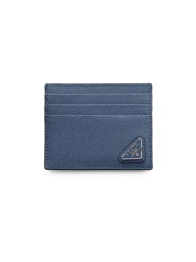 Prada Men's Saffiano Leather Card Holder - Cyan Blue | Thumbnail 1 Prada Men's Saffiano Leather Card Holder - Cyan Blue | Thumbnail 1