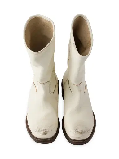 Prada Women's Vintage-Effect Leather Boots - Beige Khaki | Thumbnail 2 Prada Women's Vintage-Effect Leather Boots - Beige Khaki | Thumbnail 2
