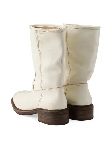 Prada Women's Vintage-Effect Leather Boots - Beige Khaki | Thumbnail 3 Prada Women's Vintage-Effect Leather Boots - Beige Khaki | Thumbnail 3