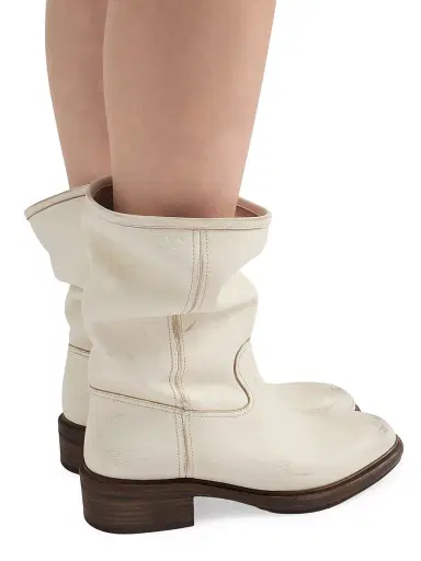 Prada Women's Vintage-Effect Leather Boots - Beige Khaki | Thumbnail 6 Prada Women's Vintage-Effect Leather Boots - Beige Khaki | Thumbnail 6
