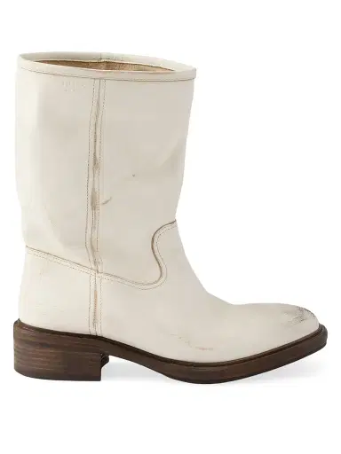 Prada Women's Vintage-Effect Leather Boots - Beige Khaki | Thumbnail 1 Prada Women's Vintage-Effect Leather Boots - Beige Khaki | Thumbnail 1