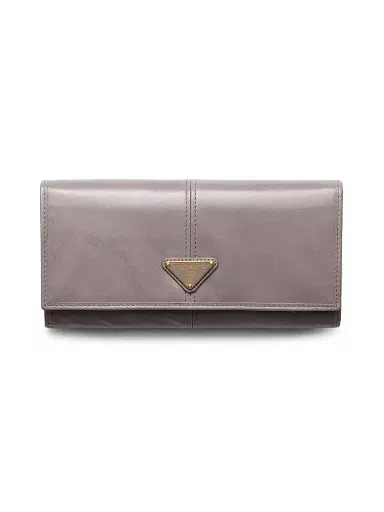 Prada Women's Large Leather Wallet - Grey | Thumbnail 1 Prada Women's Large Leather Wallet - Grey | Thumbnail 1