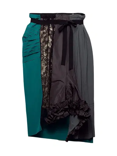 Prada Women's Technical Taffeta Patchwork Skirt - Grey | Thumbnail 1 Prada Women's Technical Taffeta Patchwork Skirt - Grey | Thumbnail 1