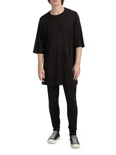 Rick Owens Men's Oversized Cotton T-Shirt - Black | Thumbnail 2 Rick Owens Men's Oversized Cotton T-Shirt - Black | Thumbnail 2