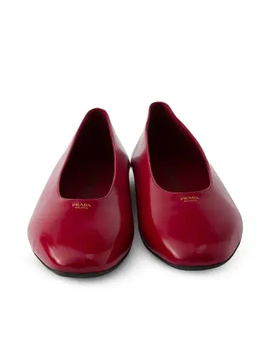 Prada Women's Brushed Leather Ballerinas - Red | Thumbnail 2 Prada Women's Brushed Leather Ballerinas - Red | Thumbnail 2