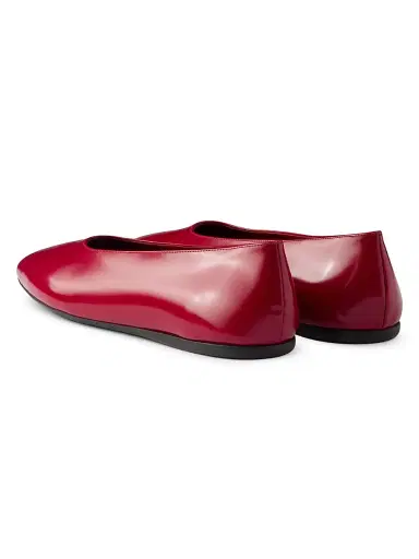 Prada Women's Brushed Leather Ballerinas - Red | Thumbnail 3 Prada Women's Brushed Leather Ballerinas - Red | Thumbnail 3